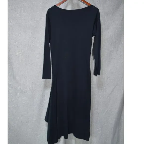 Elm Design Black Asymmetrical Long Sleeve Pima Cotton Dress Size 4 - Picture 4 of 4